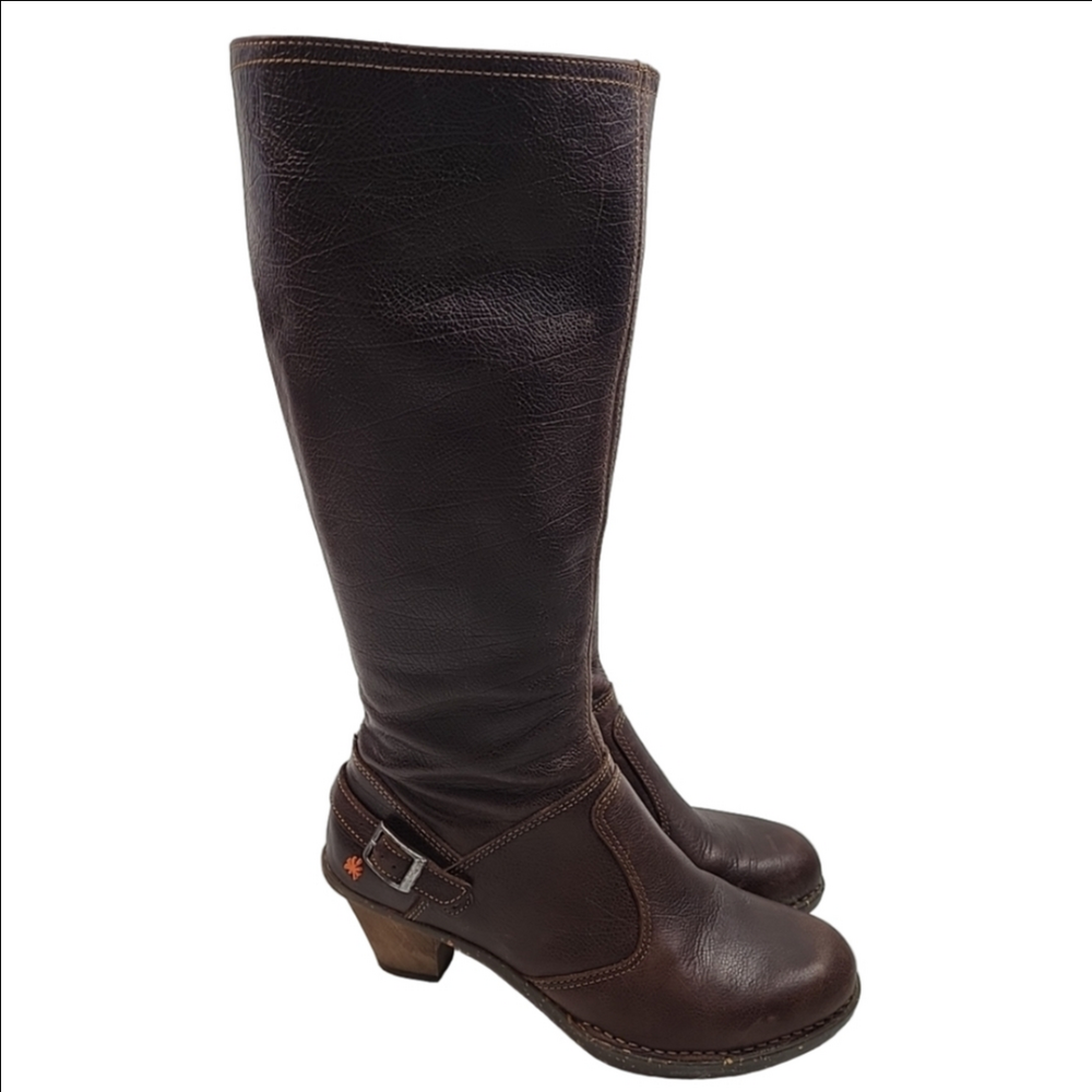 The Art Company Women's Brown Leather Boots EU 41 Knee High 2.5" Heel